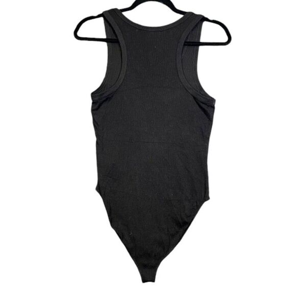 AGolde Rib Tank Bodysuit Black Stretch Scoop Neck Snap Gusset Size Small - Picture 3 of 10